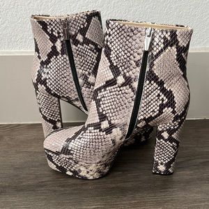 Vince Camuto Heeled Snake Print Boots